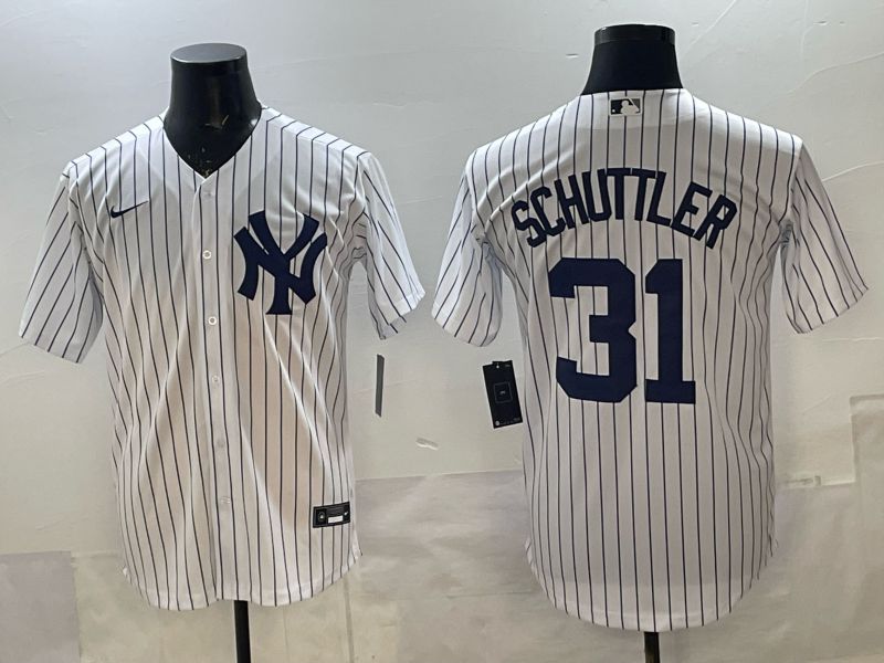 Men New York Yankees #31 Schuttler white stripe Game Nike MLB 2025 Jersey 001->new york yankees->MLB Jersey